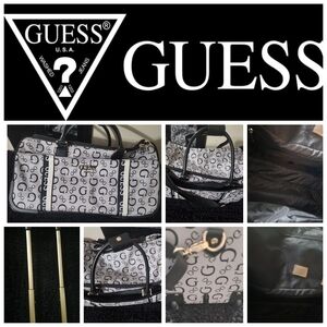 GUESS Monogram Black and White Travel Bag